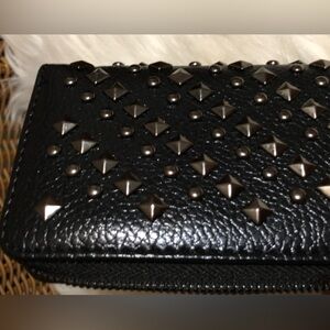 NWOT Black Studded Zip Around Wallet Unused!